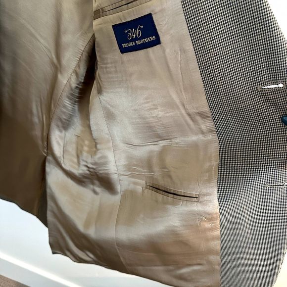 Brooks Brothers 346 Houndstooth Plaid 100% Wool Sports Coat tan/brown Size 42R - Picture 6 of 10